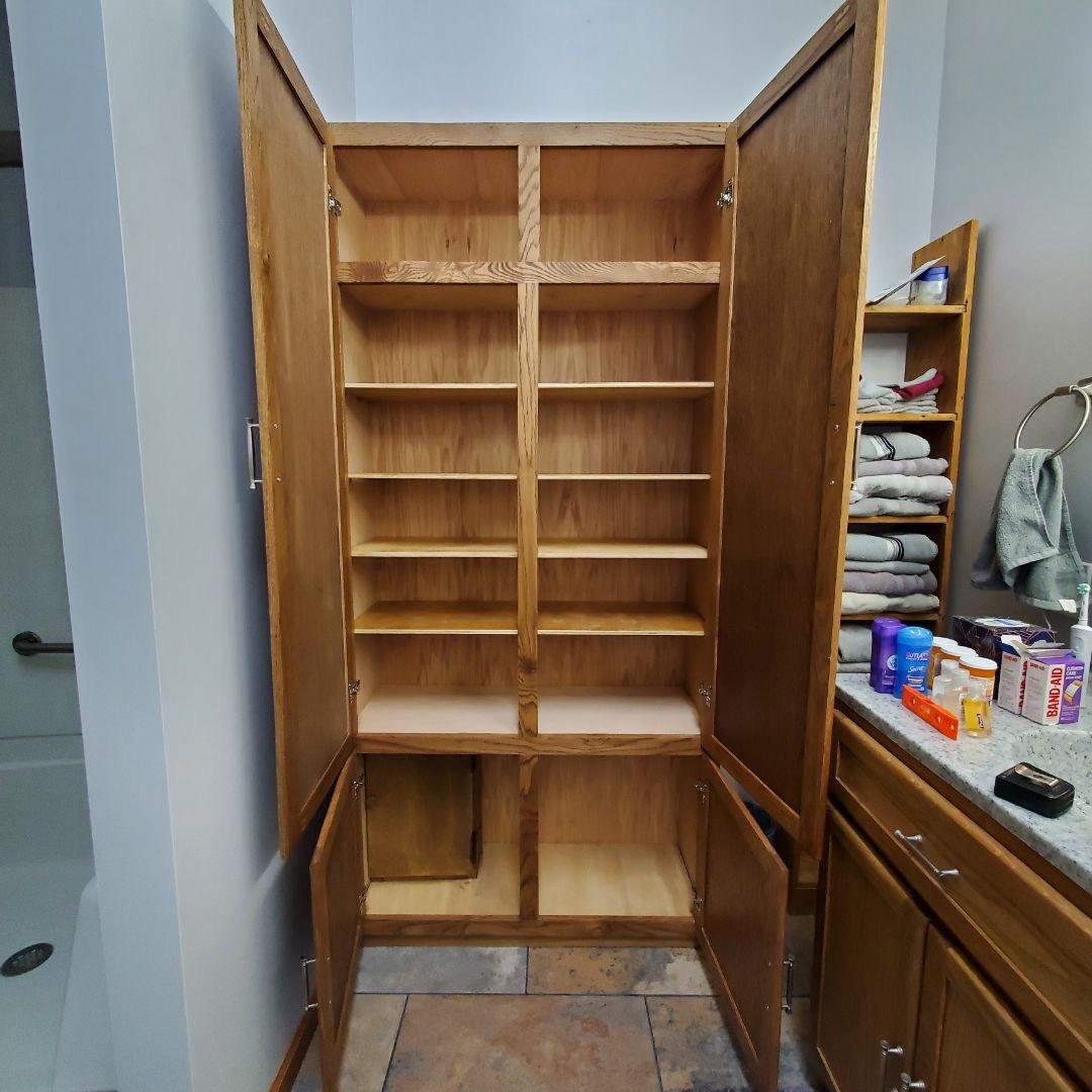 Handcrafted Oak Display Cabinet — Custom Wall Cabinet for Collectibles, Bathroom, or Medicine Storage | Built to Your Size