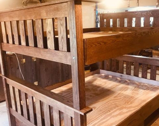 Full over Full Oak Bunk Beds