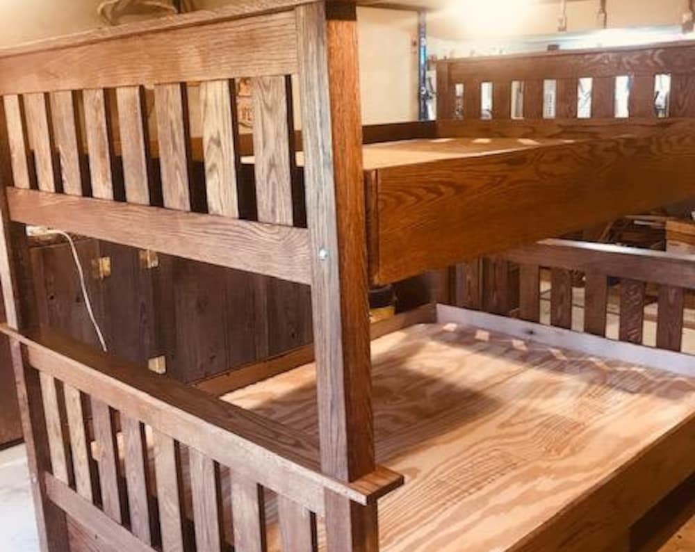 Full over Full Oak Bunk Beds