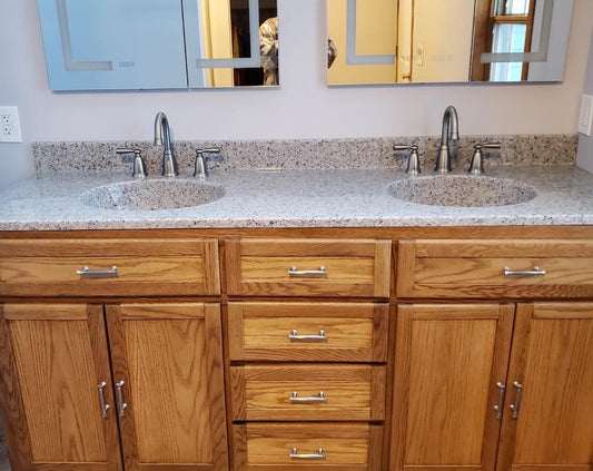 White Oak Double Sink Bathroom Vanity
