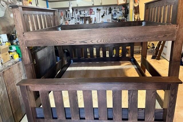 Custom Hardwood Queen Over Queen Bunk Bed — Adult Bunk Bed for Guest Room, Airbnb & Vacation Rental | Built to Order
