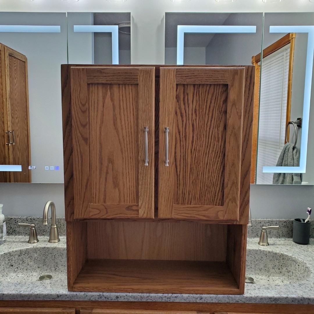 Handcrafted Oak Display Cabinet — Custom Wall Cabinet for Collectibles, Bathroom, or Medicine Storage | Built to Your Size